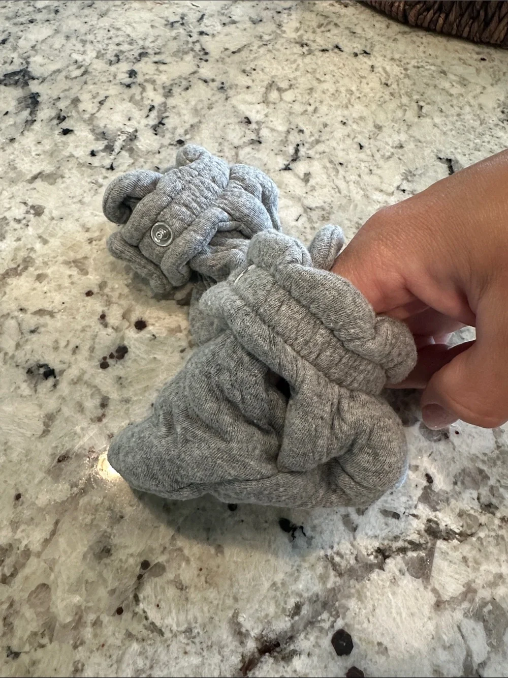 Burt's Bees Baby Grey Quilted Booties with Snap Accent